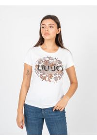 Liu Jo T-Shirt | WF2375 JS923 | Kobieta | Biały. Okazja: na co dzień. Kolor: biały. Materiał: bawełna. Długość: długie. Wzór: nadruk. Styl: casual, klasyczny, elegancki