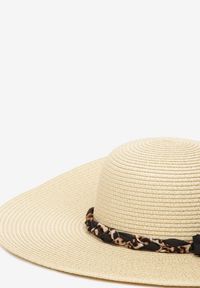 Renee - Czarno-Beżowy Kapelusz ze Splecioną Apaszką Boho z Naturalnej Plecionki Aielis. Kolor: czarny. Styl: boho