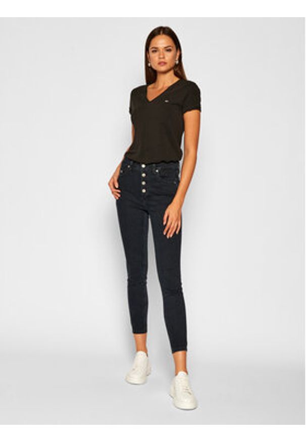 Tommy Jeans T-Shirt Tjw Skinny Stretch DW0DW09197 Czarny Slim Fit. Kolor: czarny. Materiał: bawełna