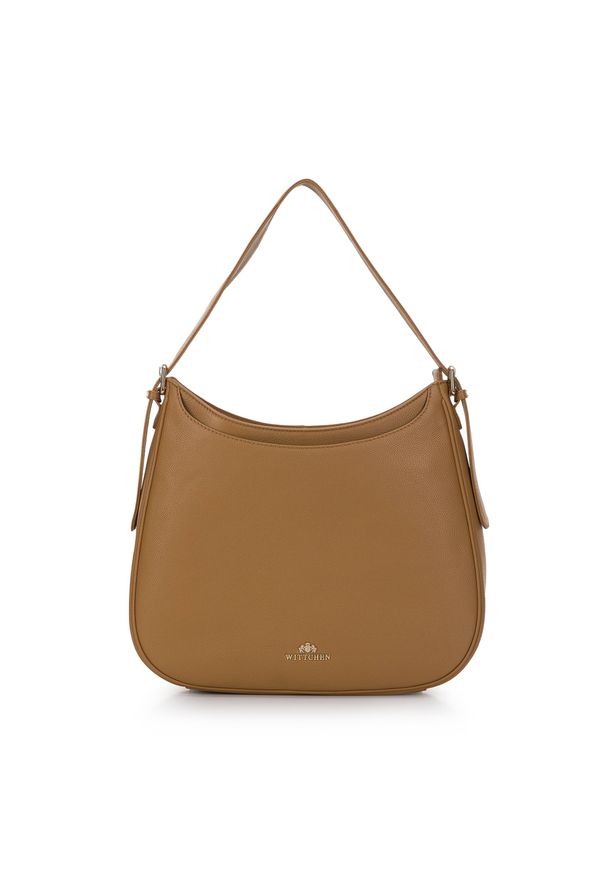 Wittchen - Torebka worek skórzana z otwartą kieszenią z przodu. Kolor: brązowy. Wzór: haft. Dodatki: z haftem. Materiał: skórzane. Styl: elegancki