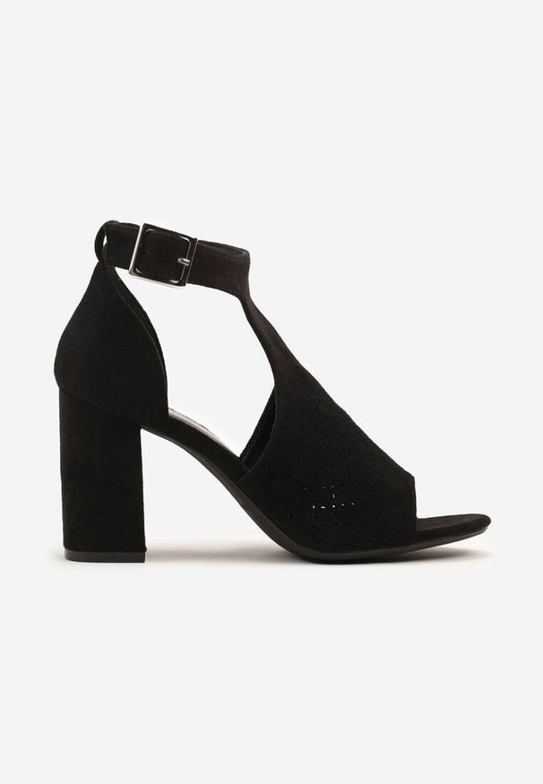 Renee - Czarne Sandały Botki ze Sprzączką na Słupku Ciarilora. Okazja: na co dzień, na spacer. Zapięcie: sprzączka. Kolor: czarny. Obcas: na słupku. Styl: klasyczny, casual, elegancki