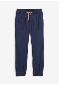 bonprix - Spodnie chłopięce ocieplane z podszewką z dżerseju, regular fit. Kolor: niebieski. Materiał: jersey. Styl: sportowy #1