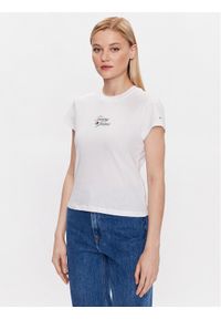 Tommy Jeans T-Shirt Essential Logo DW0DW15441 Biały Regular Fit. Kolor: biały. Materiał: bawełna, syntetyk