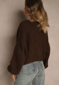 Renee - Brązowy Niezapinany Kardigan z Wełną i Wiskozą z Dołączonym Topem Belvane. Kolor: brązowy. Materiał: wełna, wiskoza. Długość rękawa: na ramiączkach #5