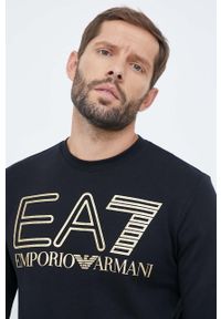 EA7 Emporio Armani bluza bawełniana męska kolor czarny z nadrukiem. Kolor: czarny. Materiał: bawełna. Wzór: nadruk. Styl: klasyczny #4