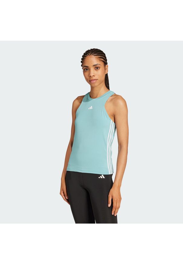 Adidas - AEROREADY Train Essentials Regular 3-Stripes Tank Top. Kolor: biały, wielokolorowy, zielony. Materiał: materiał. Długość rękawa: bez rękawów