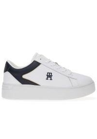 TOMMY HILFIGER - Buty damskie Tommy Hilfiger Platform Court FW0FW07910-0K5 - białe. Zapięcie: sznurówki. Kolor: biały. Materiał: guma, skóra. Szerokość cholewki: normalna. Wzór: gładki. Obcas: na platformie #1