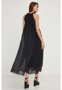 Answear Lab sukienka kolor czarny maxi prosta. Okazja: na co dzień. Kolor: czarny. Materiał: tkanina. Typ sukienki: proste. Styl: wakacyjny. Długość: maxi #3