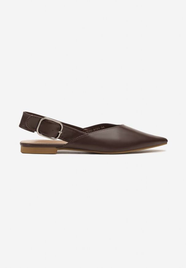 Renee - Ciemnobrązowe Sandały Vices Slingback z Paskiem ze Sprzączką Nirarine. Okazja: na spacer. Nosek buta: szpiczasty. Zapięcie: pasek. Kolor: brązowy. Wzór: koronka. Materiał: koronka. Obcas: na obcasie. Styl: elegancki. Wysokość obcasa: średni