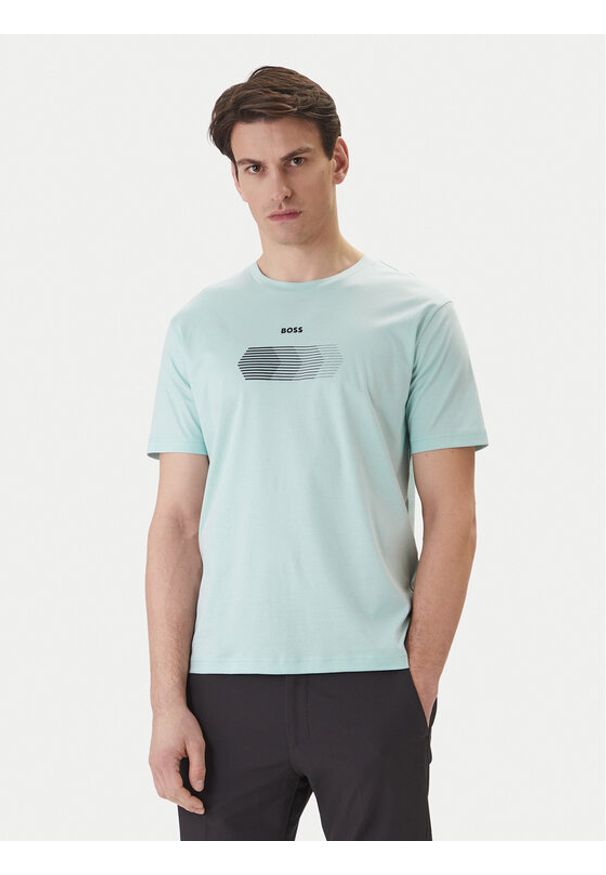 BOSS T-Shirt TS_Unity 50554557 Turkusowy Regular Fit. Kolor: turkusowy. Materiał: bawełna