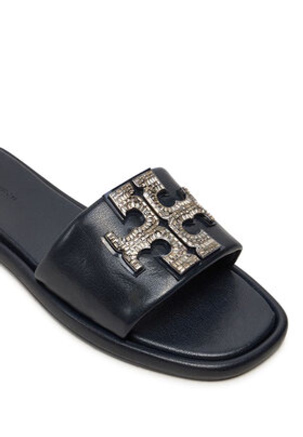 Tory Burch Klapki Double T Deco Sport 158768 Czarny. Kolor: czarny. Materiał: skóra. Styl: sportowy