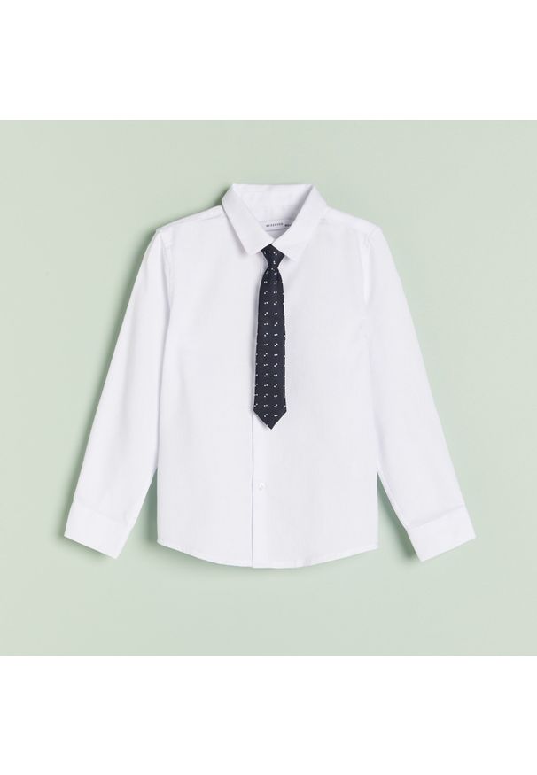 Reserved - Strukturalna koszula z krawatem - Biały. Kolor: biały