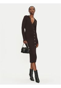 Pinko - PINKO Sukienka dzianinowa Viscosa Mix 104033 A239 Brązowy Slim Fit. Kolor: brązowy. Materiał: syntetyk