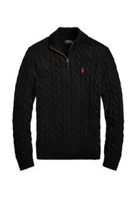 Polo Ralph Lauren Sweter 710810841006 Czarny Regular Fit. Typ kołnierza: polo. Kolor: czarny. Materiał: bawełna #6