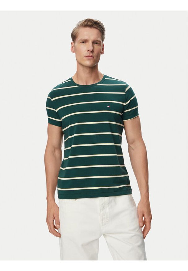 TOMMY HILFIGER - Tommy Hilfiger T-Shirt MW0MW10800 Zielony Regular Fit. Kolor: zielony. Materiał: bawełna