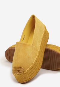 Renee - Jasnożółte Espadryle Ozdobione Plecionką na Nosku i Grubej Podeszwie Nareria. Kolor: żółty. Wzór: aplikacja. Sezon: lato. Styl: elegancki #3