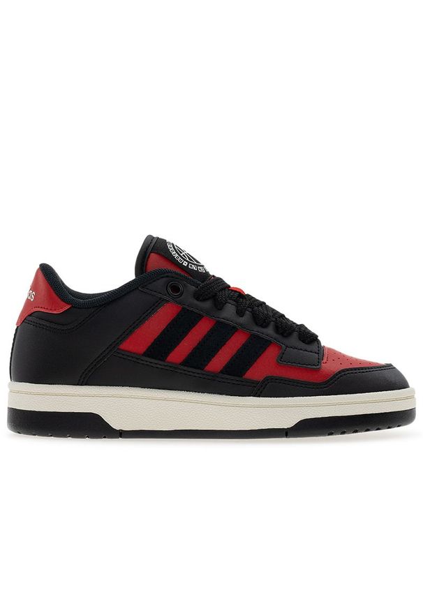 Adidas - Buty młodzieżowe adidas Rapid Court Low J JR1020 - czarno-czerwone. Kolor: czarny, czerwony, wielokolorowy