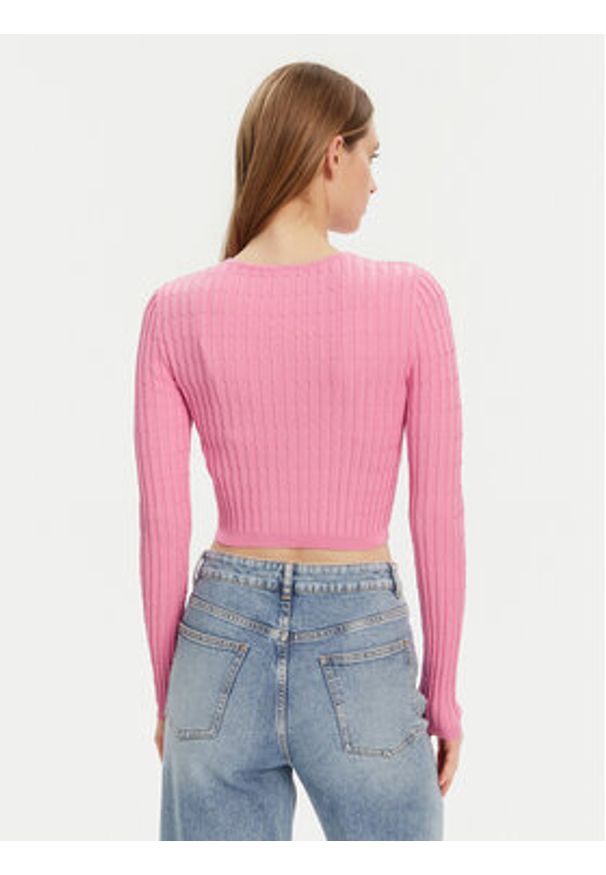 only - ONLY Sweter Meddi 15339582 Różowy Cropped Fit. Kolor: różowy. Materiał: wiskoza