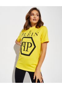 Philipp Plein - PHILIPP PLEIN - Żółty t-shirt Hexagon. Kolor: żółty. Materiał: bawełna