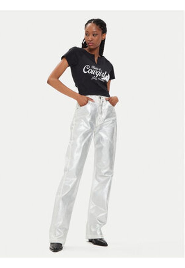 Juicy Couture T-Shirt Ride A Cowgirl JCWCT23333 Czarny Slim Fit. Kolor: czarny. Materiał: bawełna