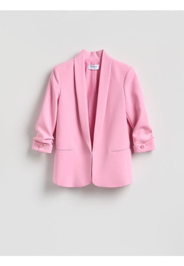Reserved - Marynarka z dodatkiem wiskozy - różowy. Kolor: różowy. Materiał: wiskoza
