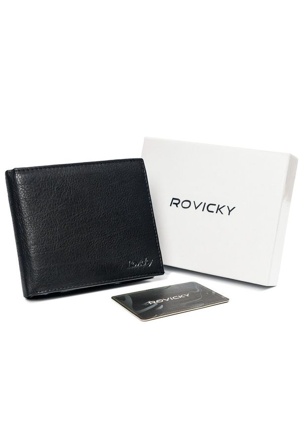 ROVICKY - Portfel męski czarny Rovicky N992-PZ-CCR-RFID-BLA. Kolor: czarny. Materiał: skóra