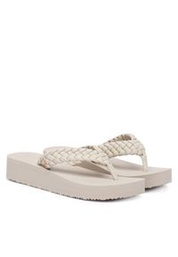 TOMMY HILFIGER - Tommy Hilfiger Japonki Th Wedge Cornrow Beach Sandal FW0FW09037 Écru. Materiał: skóra #2