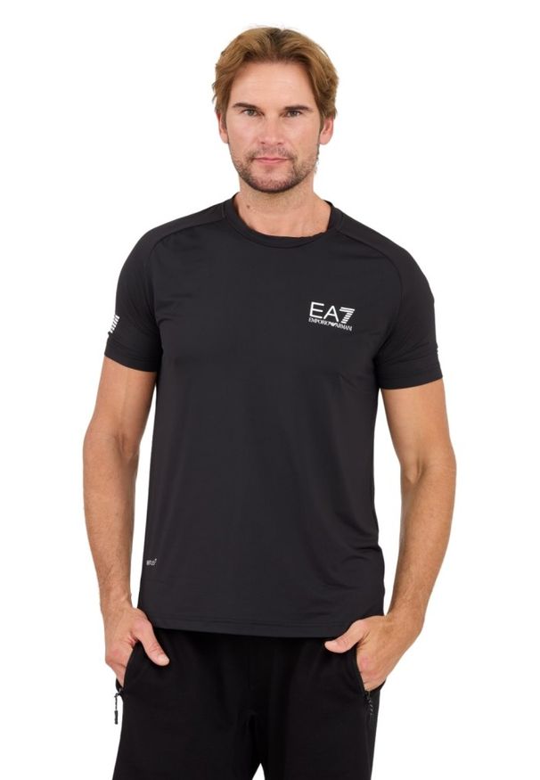 EA7 Emporio Armani - EA7 Czarny męski t-shirt Ventus 7, Rozmiar XXL. Kolor: czarny