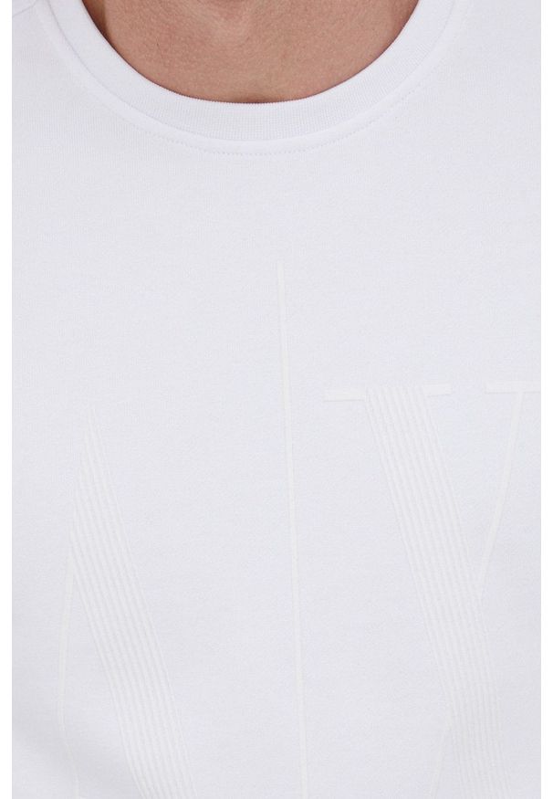Armani Exchange Bluza bawełniana męska kolor biały z nadrukiem. Okazja: na co dzień. Kolor: biały. Materiał: bawełna. Wzór: nadruk. Styl: casual