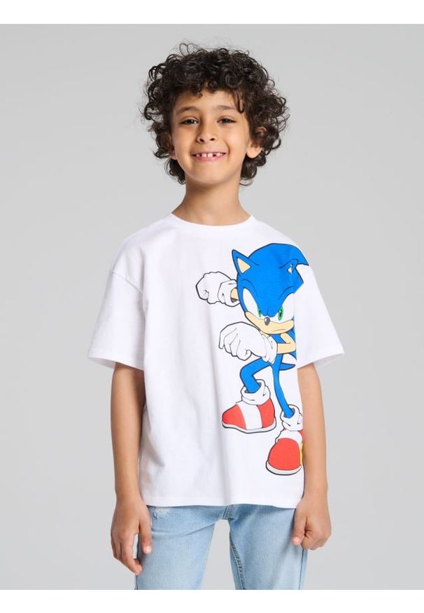Sinsay - Koszulka Sonic the Hedgehog - biały. Kolor: biały
