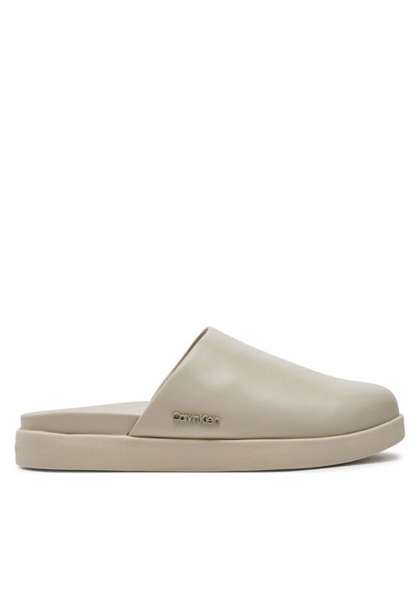 Calvin Klein Klapki Mule HM0HM01407 Szary. Kolor: szary. Materiał: skóra