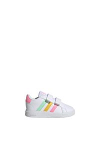 Adidas - Buty Grand Court Lifestyle Hook and Loop. Kolor: biały, wielokolorowy, różowy, zielony. Materiał: materiał