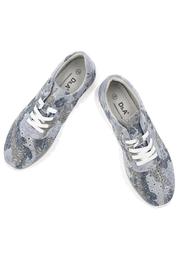 Niebieskie Sneakersy S.Barski Modne Obuwie Damskie. Zapięcie: sznurówki. Kolor: niebieski. Materiał: zamsz. Szerokość cholewki: normalna. Wzór: kwiaty, aplikacja. Styl: klasyczny, elegancki