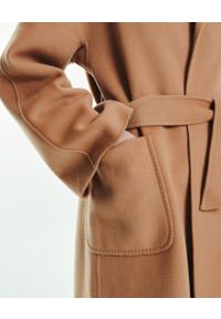 LOVLI SILK - Długi kamelowy płaszcz z wełny #NO.56. Kolor: brązowy. Materiał: wełna. Długość: długie #3