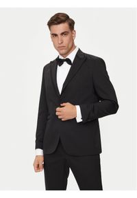 Karl Lagerfeld - KARL LAGERFELD Marynarka 155287-543004 Czarny Slim Fit. Typ kołnierza: dekolt w karo. Kolor: czarny. Materiał: syntetyk