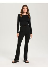Sinsay - Koszulka z długimi rękawami - czarny. Kolor: czarny. Długość rękawa: długi rękaw. Długość: długie #1