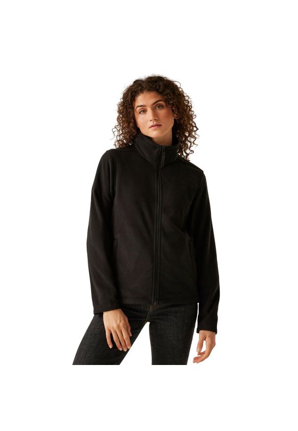 Regatta - Damska Bluza Polarowa Micro Z Pełnym Zamkiem Błyskawicznym. Kolor: czarny. Materiał: polar. Sezon: zima. Styl: sportowy. Sport: turystyka piesza