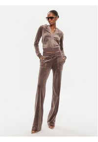 Juicy Couture Bluza Robertson JCAP176 Brązowy Slim Fit. Kolor: brązowy. Materiał: syntetyk