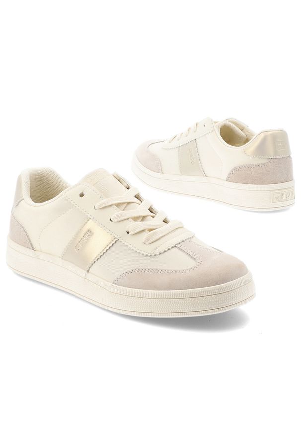 Big-Star - Trampki damskie Big Star, skóra naturalna i zamszowe wstawki sznurowany fason minimalistyczny design lekka podeszwa stonowana kolorystyka, beżowe, TT. Okazja: na co dzień. Zapięcie: sznurówki. Kolor: beżowy. Materiał: zamsz, skóra. Szerokość cholewki: normalna. Sezon: lato. Styl: casual, elegancki, sportowy, klasyczny