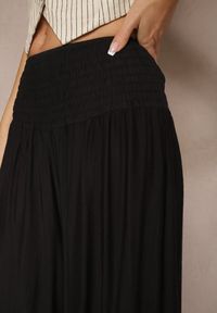 Renee - Czarne Spodnie o Szerokim Kroju Kuloty High Waist o Długości 7/8 Ulanova. Okazja: na co dzień. Stan: podwyższony. Kolor: czarny. Długość: długie. Styl: elegancki, casual #3