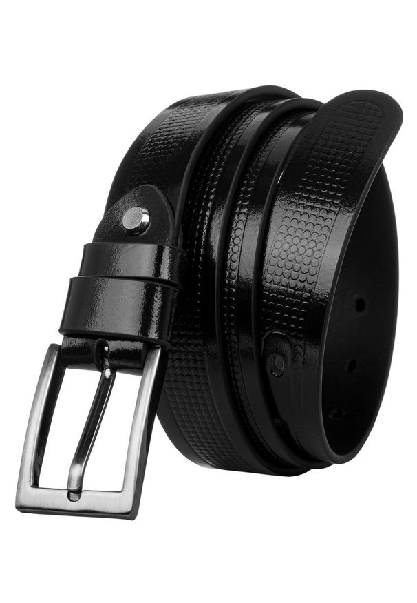 ROVICKY - Pasek męski czarny Rovicky PLW-R-14 BLACK. Kolor: czarny. Materiał: skóra. Wzór: aplikacja
