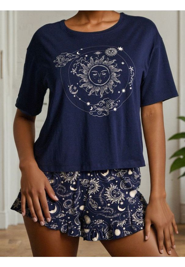 Sinsay - Bawełniana piżama dwuczęściowa - fioletowy. Kolor: fioletowy. Materiał: bawełna