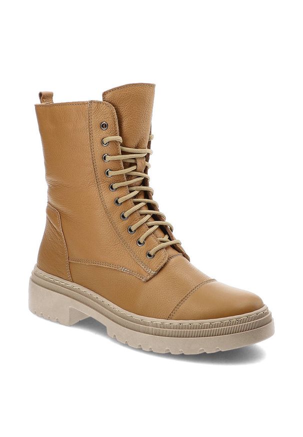 Brązowe Botki Damskie Wasak Wygodne Obuwie. Kolor: brązowy. Materiał: skóra, futro. Szerokość cholewki: normalna. Wzór: aplikacja, grochy. Obcas: na obcasie. Wysokość obcasa: niski