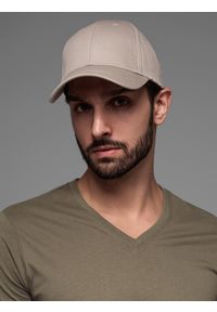 Ombre Clothing - Męska czapka z daszkiem bejsbolówka z ozdobnym haftem – popielata V3. Kolor: szary. Materiał: bawełna. Wzór: haft. Styl: klasyczny, casual #6