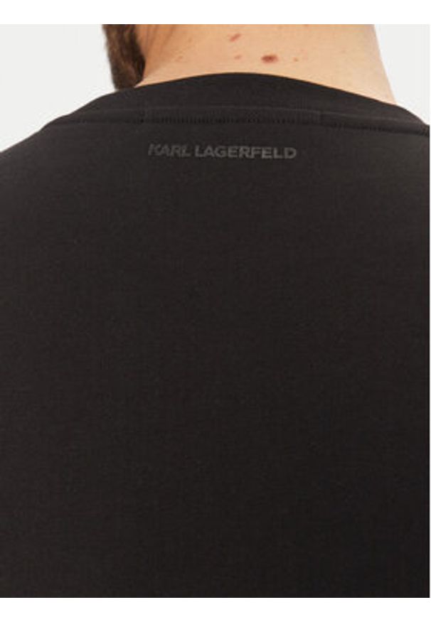 Karl Lagerfeld - KARL LAGERFELD Bluza 705432 551942 Czarny Regular Fit. Typ kołnierza: dekolt w karo. Kolor: czarny. Materiał: bawełna