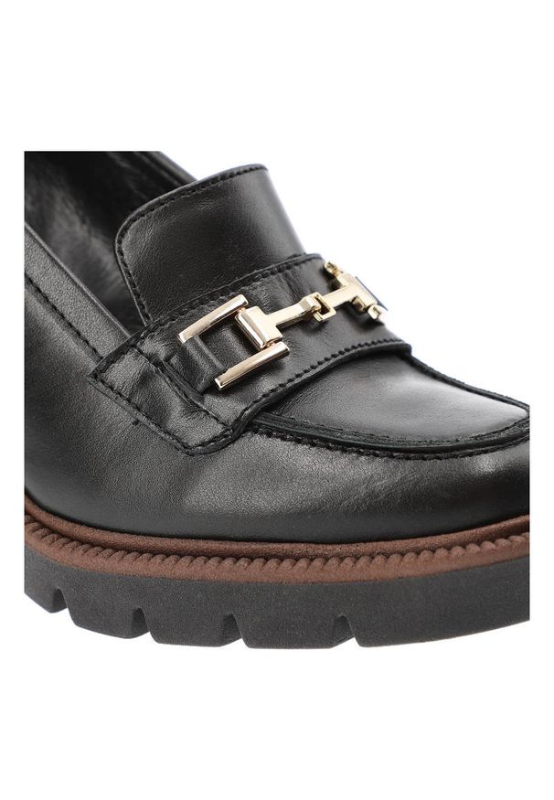 Czarne Półbuty CheBello Eleganckie Skórzane Buty Na Obcasie. Okazja: do pracy, na spotkanie biznesowe. Kolor: czarny. Materiał: skóra. Szerokość cholewki: normalna. Obcas: na obcasie. Styl: elegancki. Wysokość obcasa: średni