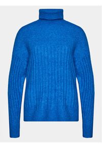 Moss Copenhagen Sweter Mschlamaia 17720 Niebieski Casual Fit. Okazja: na co dzień. Kolor: niebieski. Materiał: wełna. Styl: casual