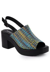 Sandały damskie na słupku plecionki M.Daszyński MR23126-7. Materiał: skóra ekologiczna. Obcas: na słupku #1