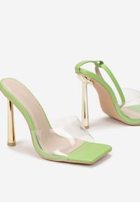 Renee - Zielone Sandały Semike. Zapięcie: pasek. Kolor: zielony. Materiał: guma. Obcas: na obcasie. Wysokość obcasa: średni #3