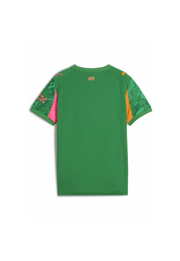 Puma - Młodzieżowa koszulka bramkarska Manchester City 25/26 PUMA. Kolor: zielony, żółty, wielokolorowy, pomarańczowy. Materiał: tkanina